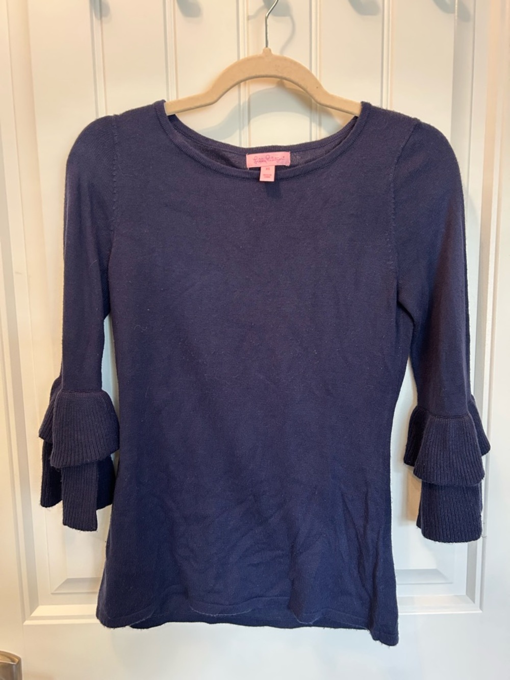 Lilly Pulitzer Navy Ruffle Sleeve Sweater